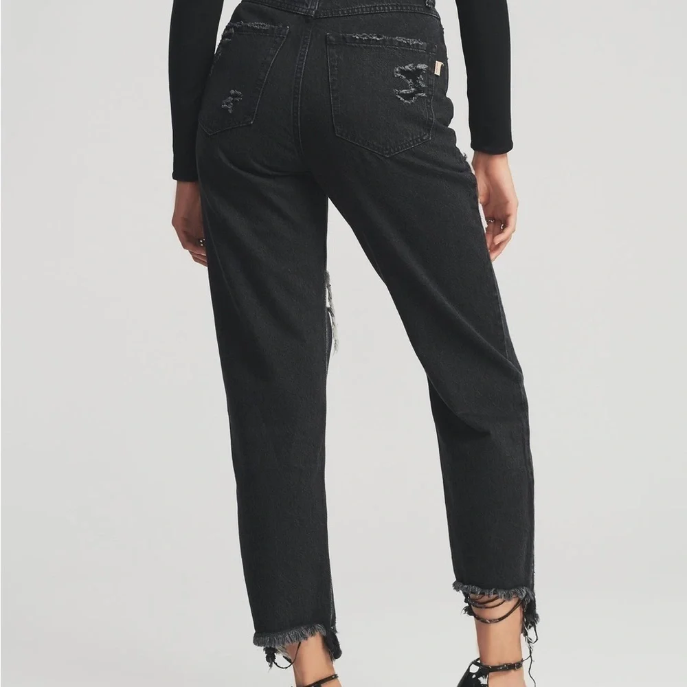 Retrofete Maggie Black Distressed Straight Leg‎ Denim Jeans Sz 27 90s Grunge
